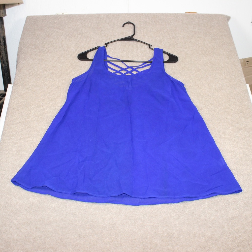 Charlotte Russe Royal Blue Lattice Back Sleeveless Tank Top Blouse Medium